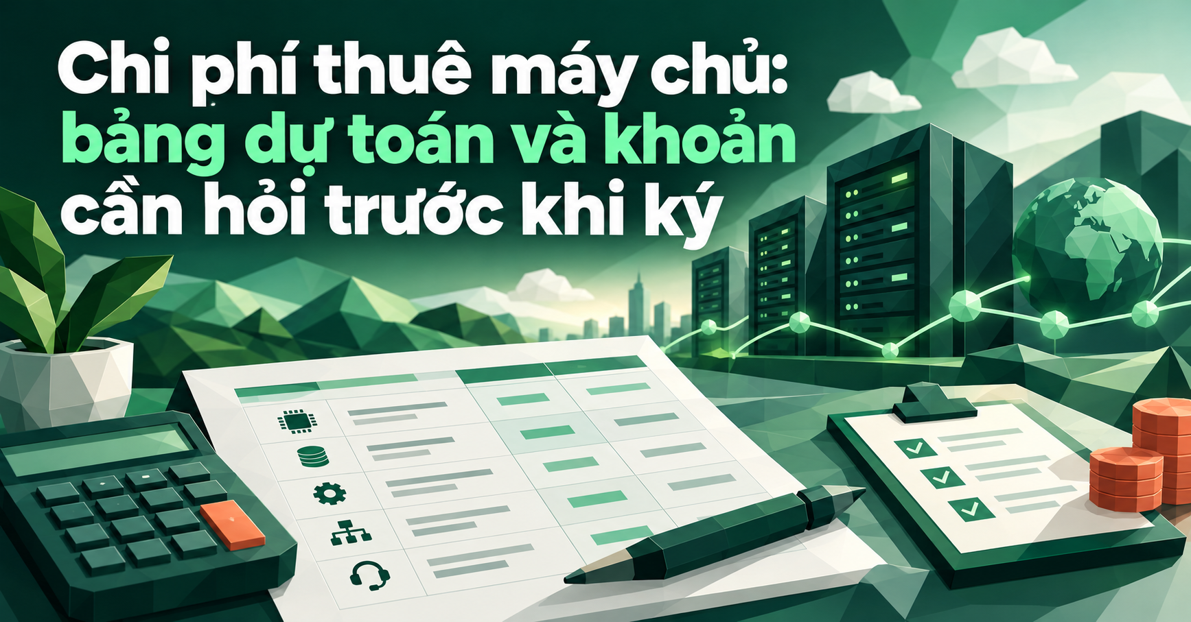 Chi phí thuê máy chủ: bảng dự toán và khoản cần hỏi trước khi ký