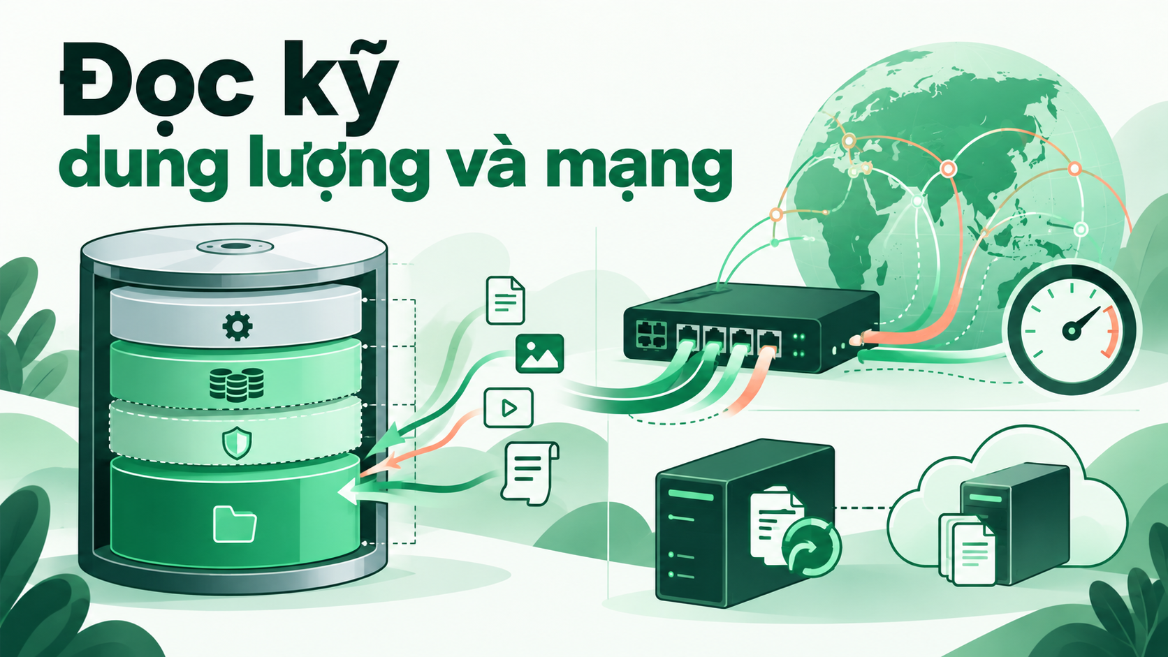 Đọc kỹ dung lượng và mạng — minh họa nội dung bài Chi phí thuê máy chủ: bảng dự toán và khoản cần hỏi trước khi ký