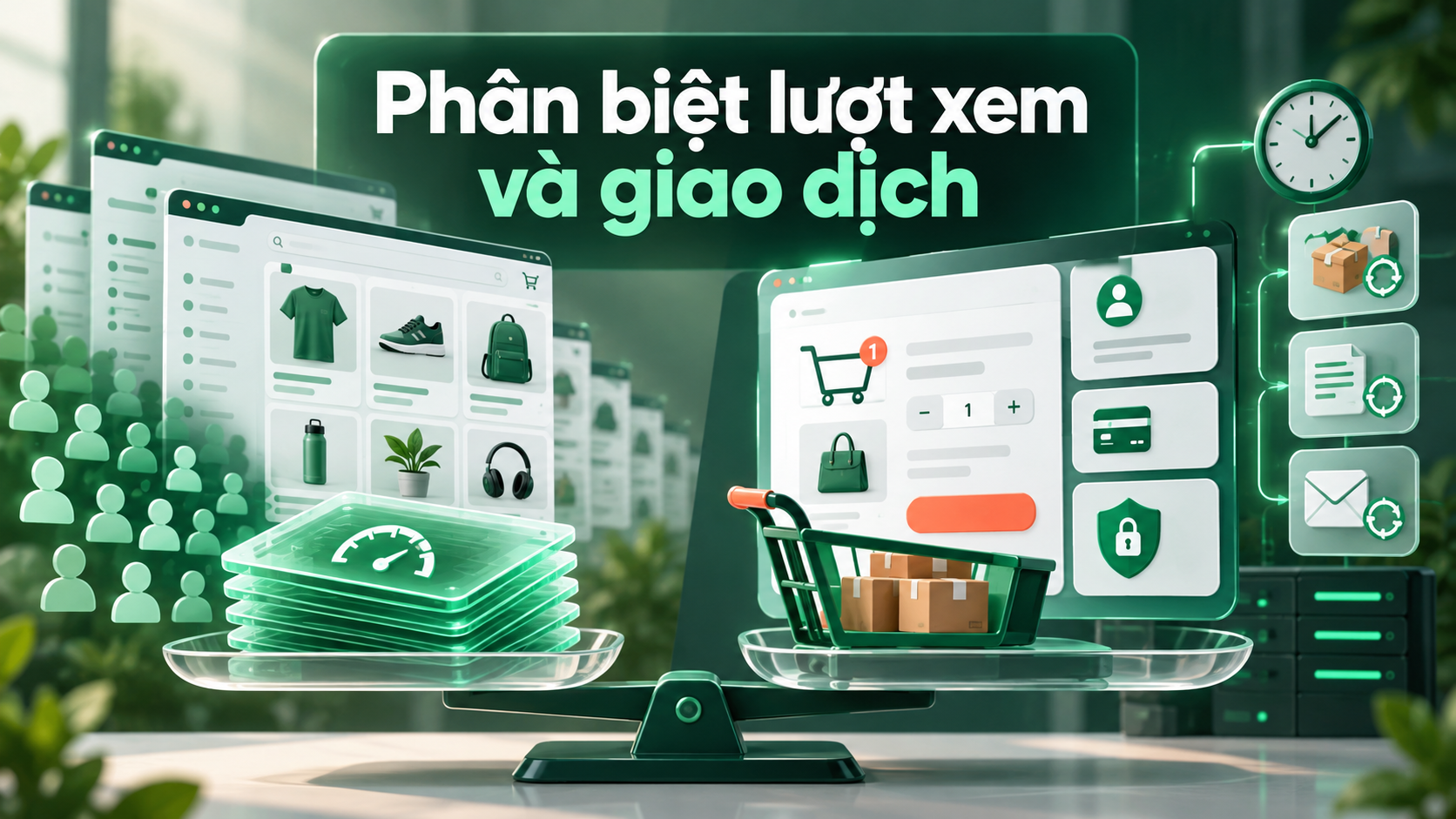 Phân biệt lượt xem và giao dịch — minh họa nội dung bài Chọn VPS cho website bán hàng: tính tải và bảo vệ đơn hàng