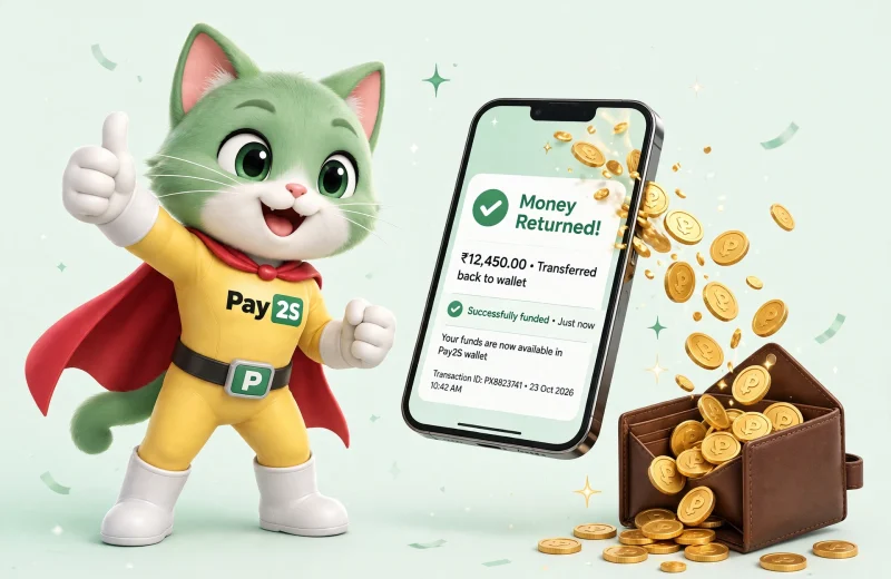 Mèo Pay2S ăn mừng khi lấy lại được tiền chuyển khoản bị treo