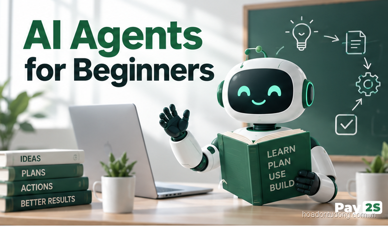 AI Agents for Beginners – Ảnh bìa, minh họa cho hoadontudong.com.vn