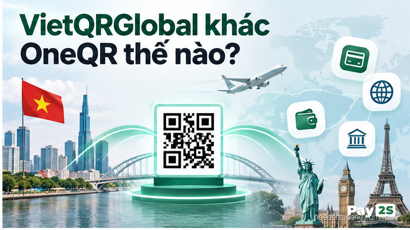 Minh họa một mã QR Pay2S phục vụ khách hàng trong nước và quốc tế