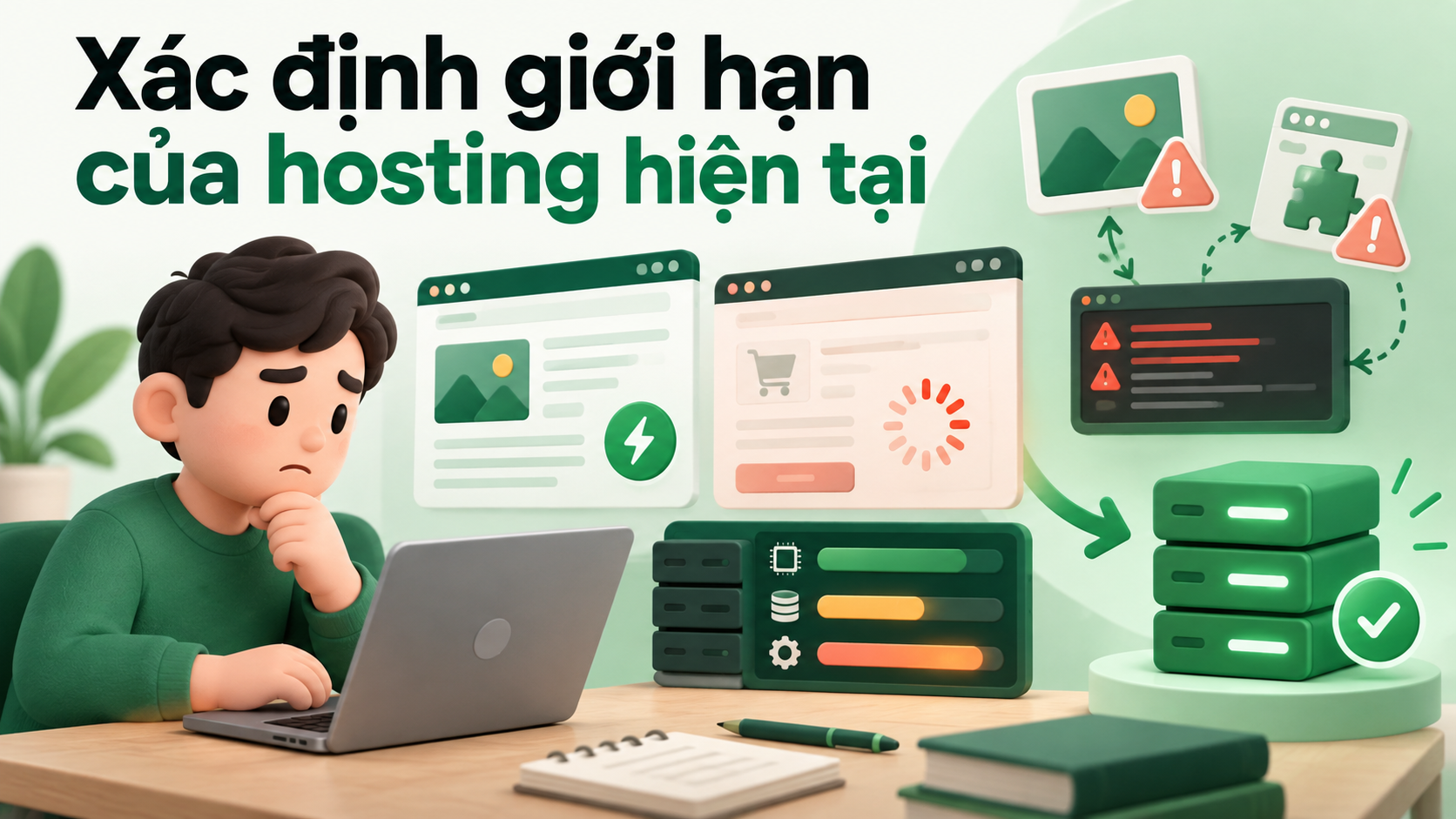 Xác định giới hạn của hosting hiện tại — minh họa nội dung bài Chọn VPS cho WordPress: khi nào nên chuyển từ hosting